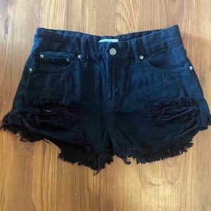JBD black distressed shorts